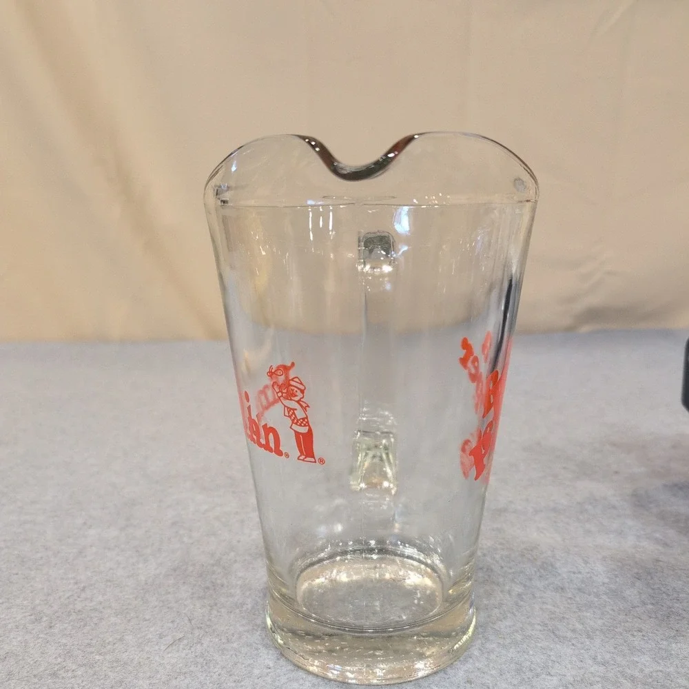Vintage Dr Pepper Pizza Inn Be a Pepper Glass Pitcher Red Logo Advertising - Picture 4 of 6